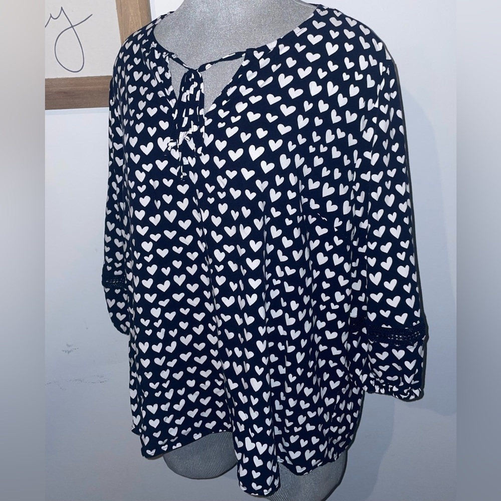 heart patterned blouse-2X